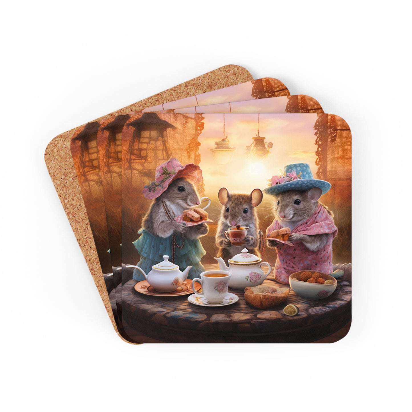 Dawn's Delight - Native Australian Mice Tea Party Coaster Set (Series 1)