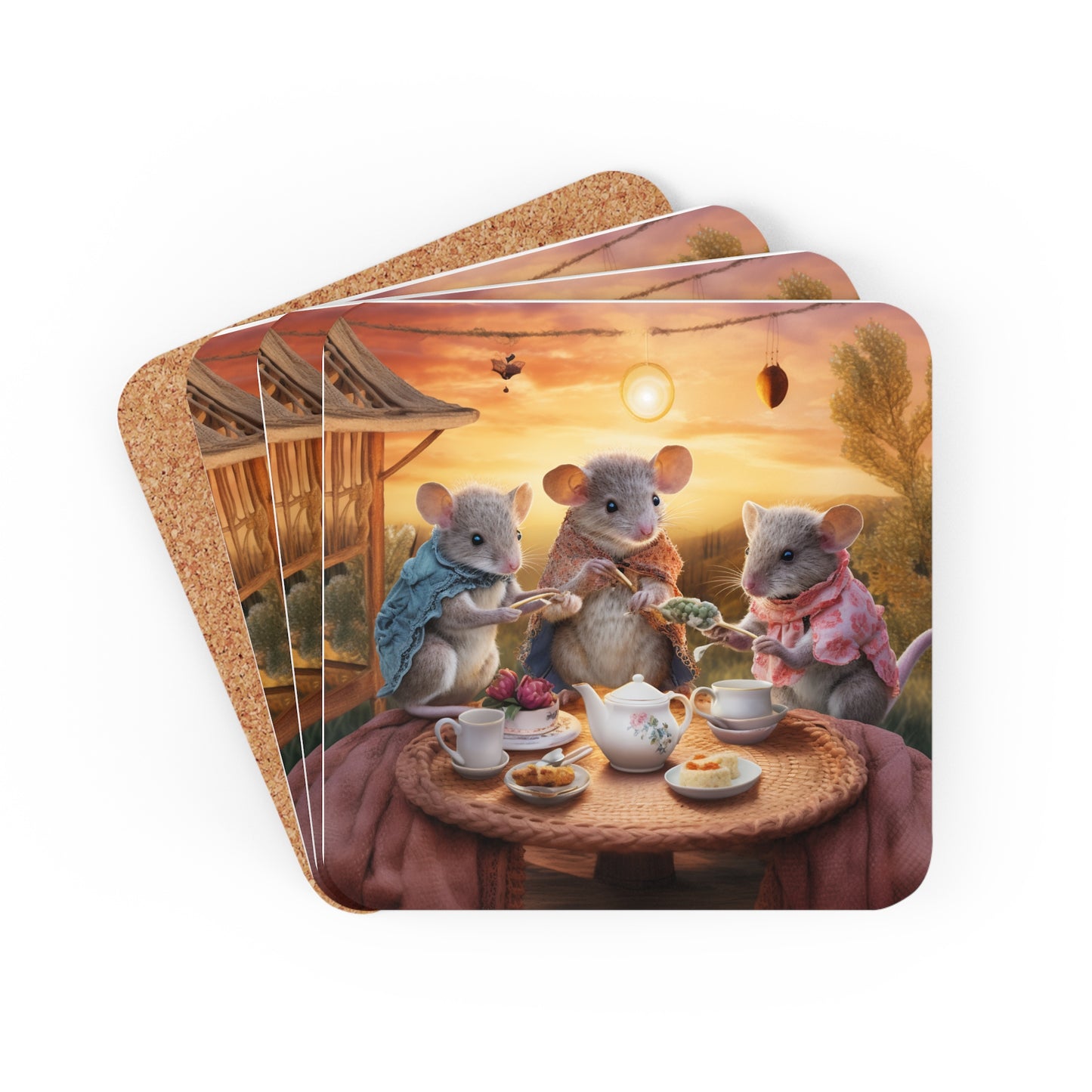 Dawn's Delight - Native Australian Mice Tea Party Coaster Set (Series 4)