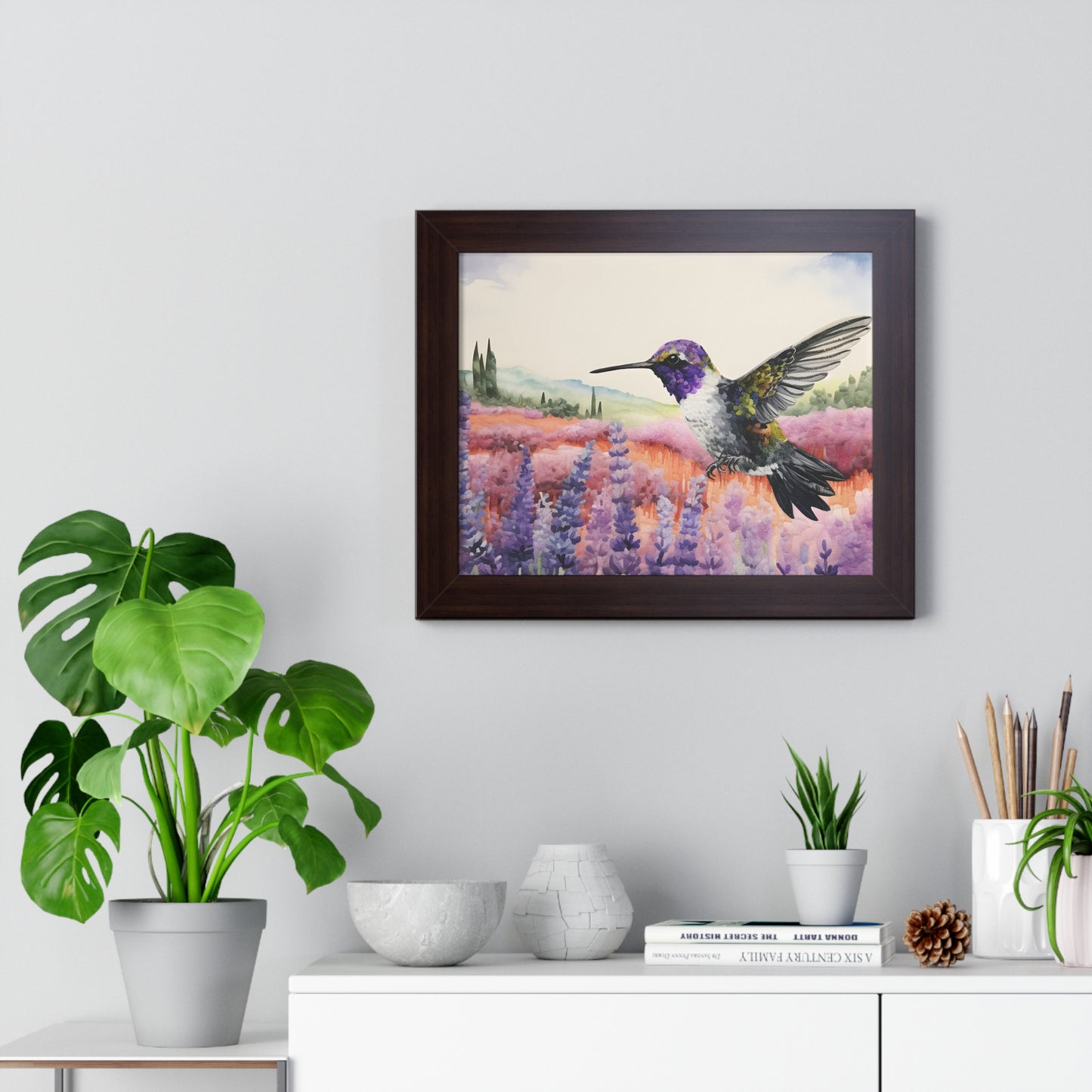 Threaded Wings: A humming's birds dance in a lavender field (Series 1)