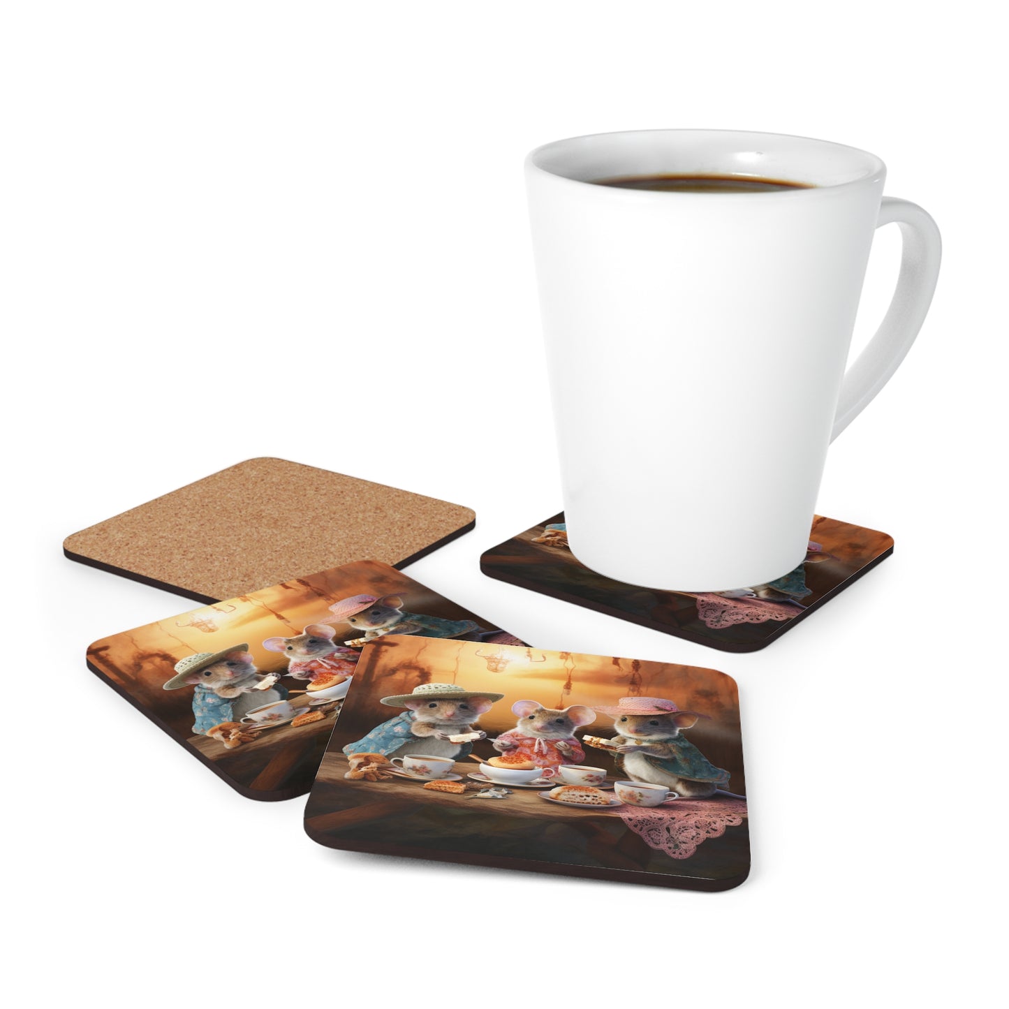 Dawn's Delight - Native Australian Mice Tea Party Coaster Set (Series 6)